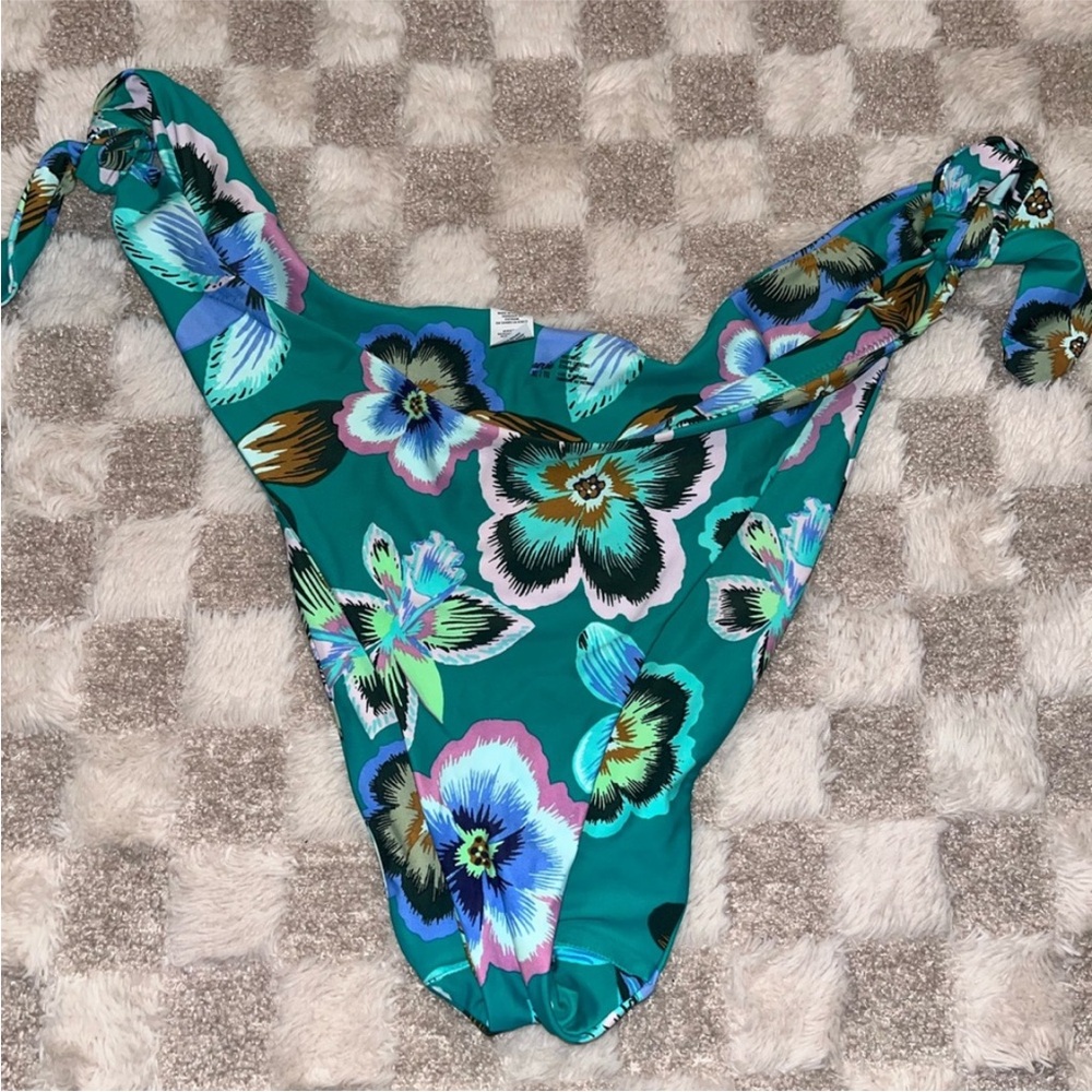 Aerie Floral swim bikini Teal and Multicolor bottom size XL